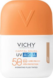 VICHY קפיטל סוליי אקווה פלויד תחליב הגנה לפנים SPF50 עם גוון 50 מ"ל