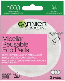 GARNIER MICELLAR ECO PADS פדים בעלי סיבי מיקרופייבר לשימוש רב פעמי 3 יחידות