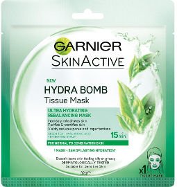 GARNIER TISSUE MASK מסכת תה ירוק לעור רגיל עד מעורב